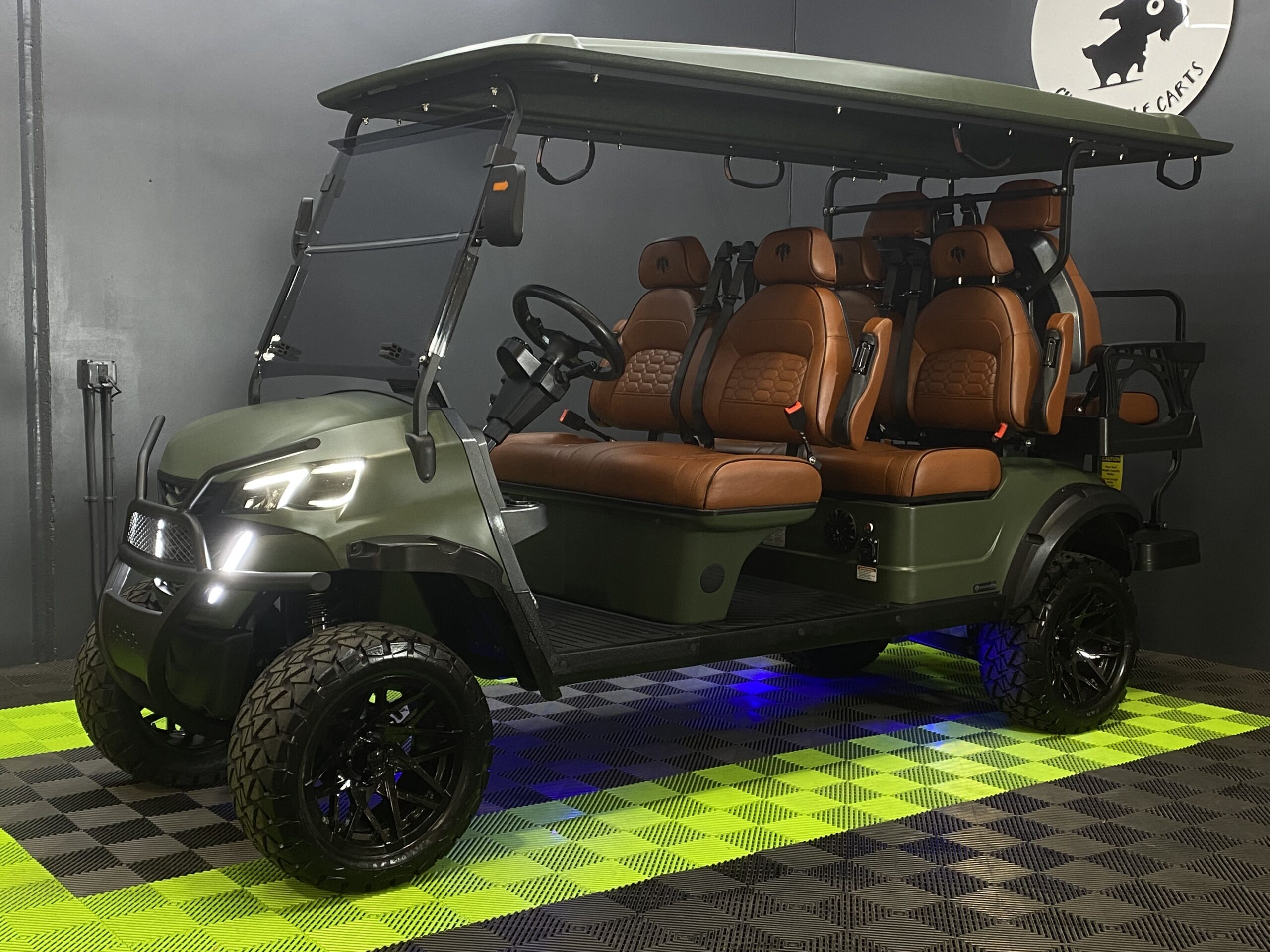 2025 MammothEV XR6 Matte Army Green / Peanut Butter Brown Seats / Black Stitch