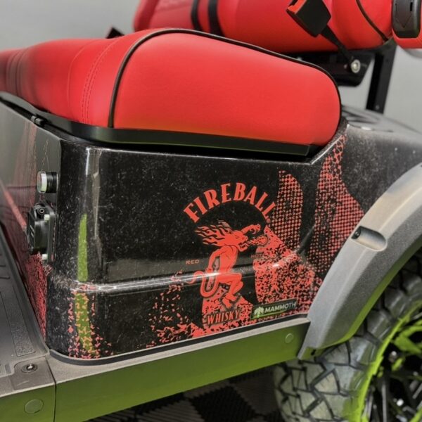 Fireball Whisky custom golf cart by GOAT Golf Carts