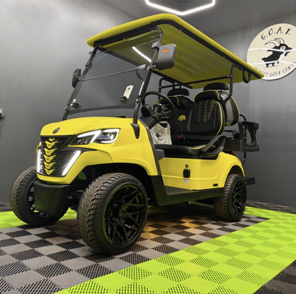 Black and yellow MammothEV XR4 custom golf cart delivered to Ten Sleep, WY