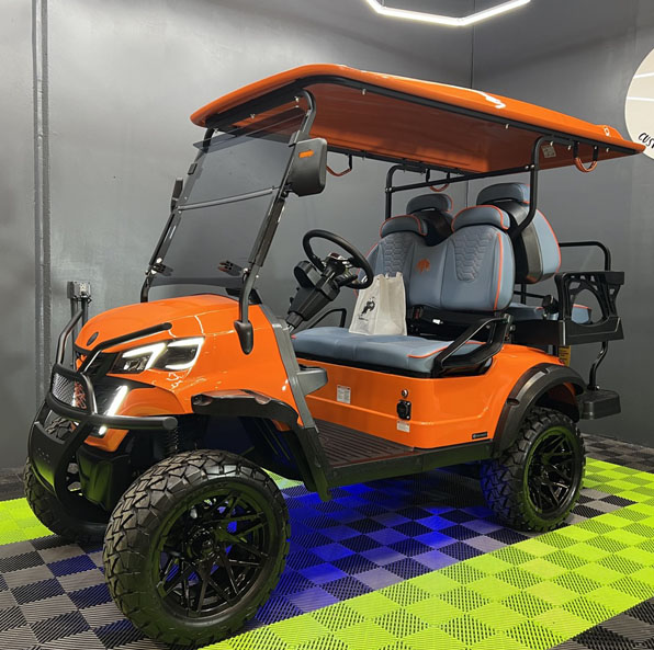Orange MammothEV XR4 custom golf cart delivered to Buffalo Grove, IL