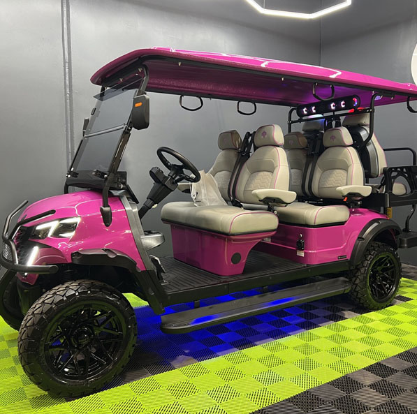 Red and blue MammothEV XR6 custom golf cart delivered to Virginia Beach, VA