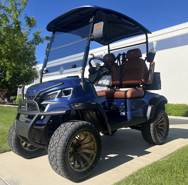 Blue MammothEV XR2 custom golf cart delivered to Sorrento, FL