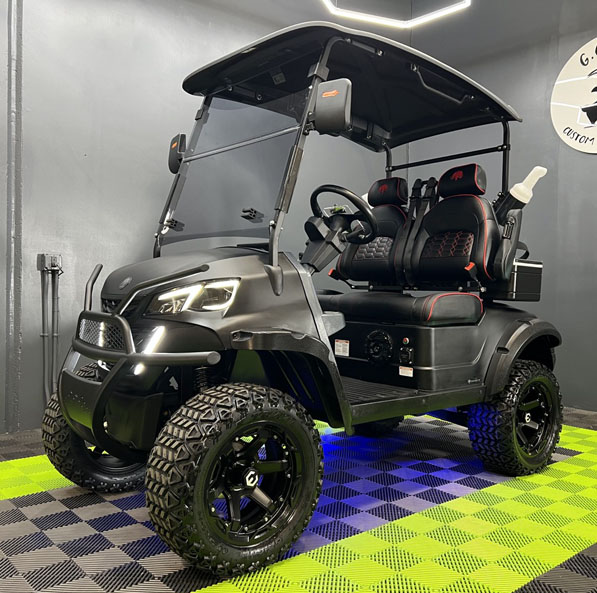 Stealthy blacked-out MammothEV XR2 custom golf cart delivered to Cedar City, UT
