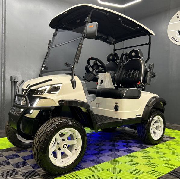 Cream white MammothEV XR2 custom golf cart delivered to Hoover, AL