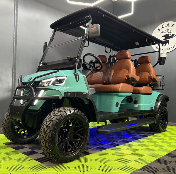 Mint green MammothEV XR4F custom golf cart delivered to Greenwood, IN