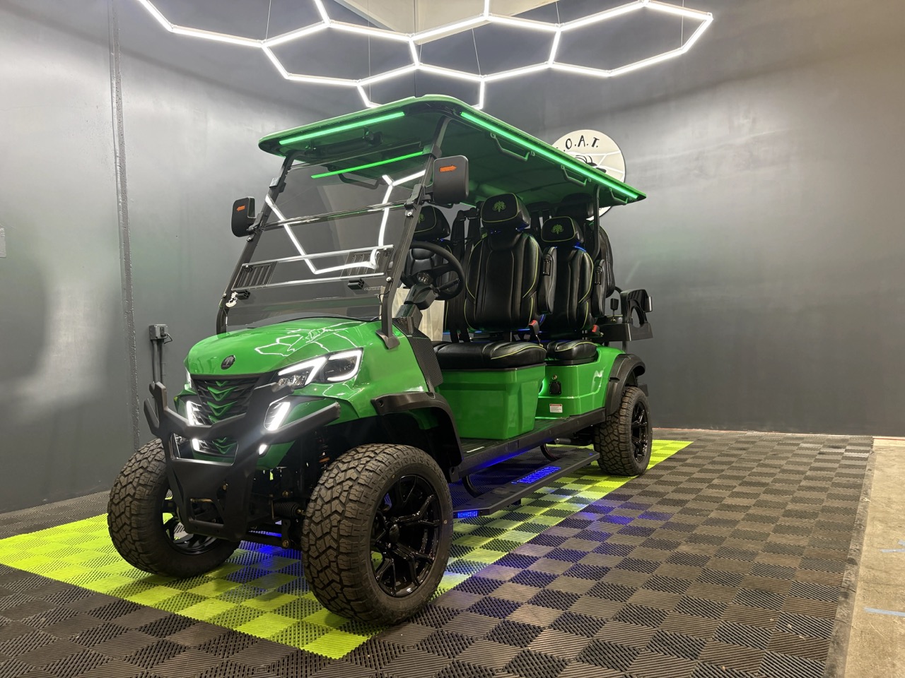 Lime green 6-seat MammothEV XR6 custom golf cart delivered to Estero, FL