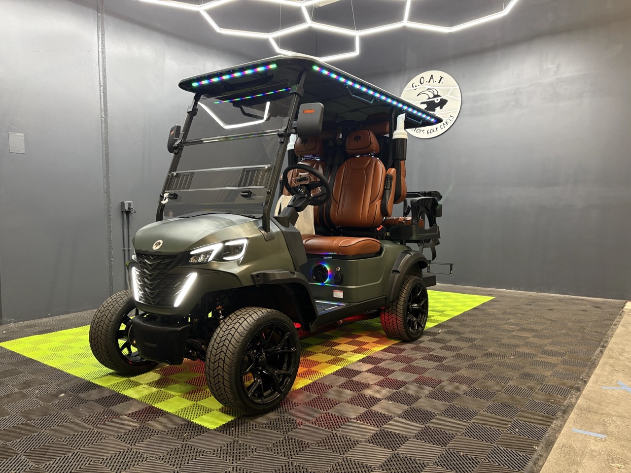 Sage green MammothEV XR6 custom golf cart with bronze wheels delivered to Linwood, KS