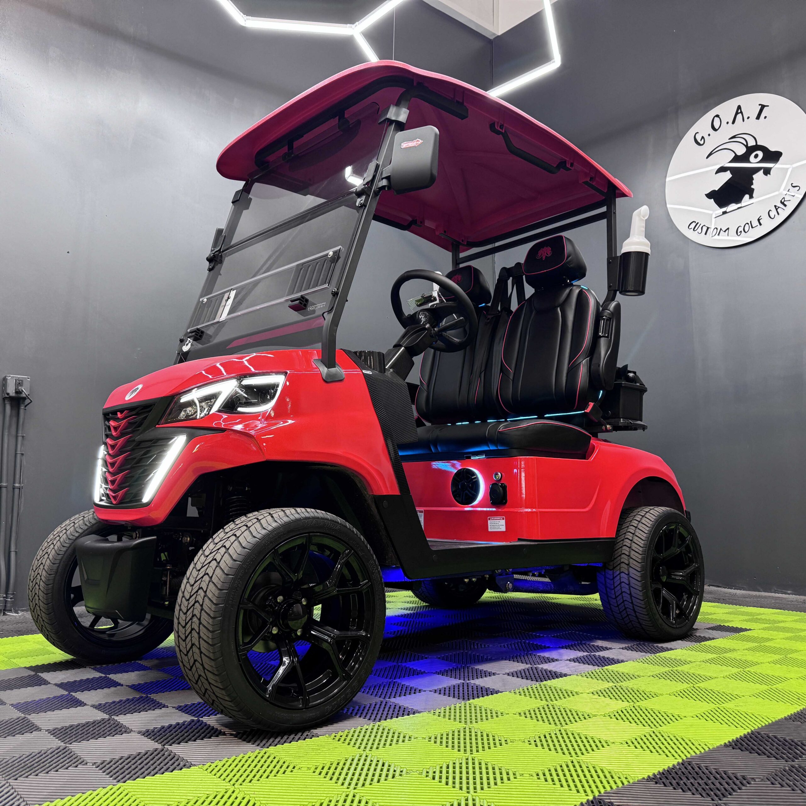 2027 MammothEV XR2 (Golf Ready!) — Gloss Ferrari Red / Black Leather / Color Matched Stitch